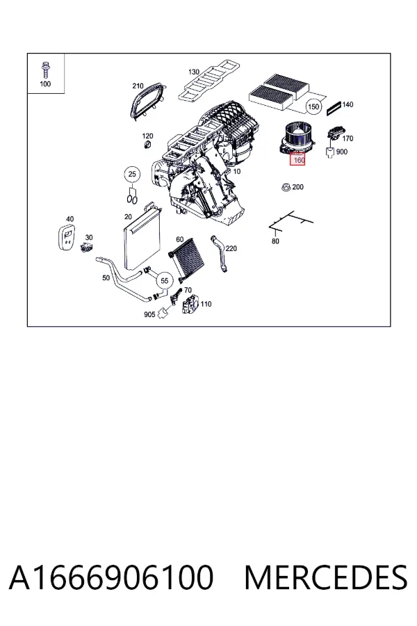 Ventilador habitáculo A1666906100 Mercedes