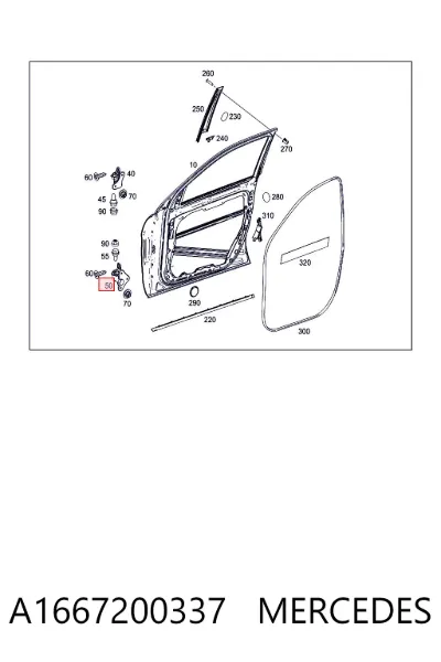 Bisagra de puerta delantera izquierda MERCEDES A1667200337