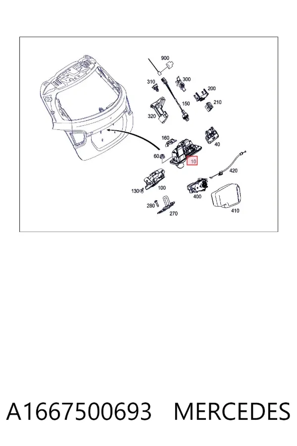 Tirador de puerta de maletero exterior A1667500693 Mercedes