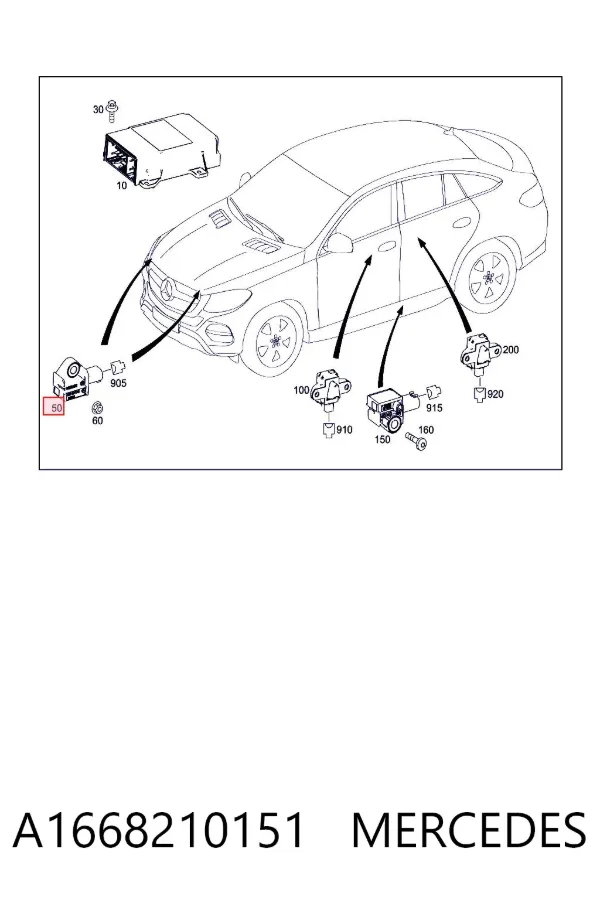 Sensor de airbag delantero A1668210151 Mercedes
