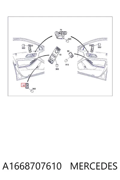 Botón interior de apertura de maletero MERCEDES A1668707610