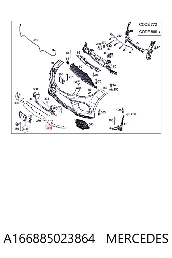 Paragolpes A166885023864 Mercedes