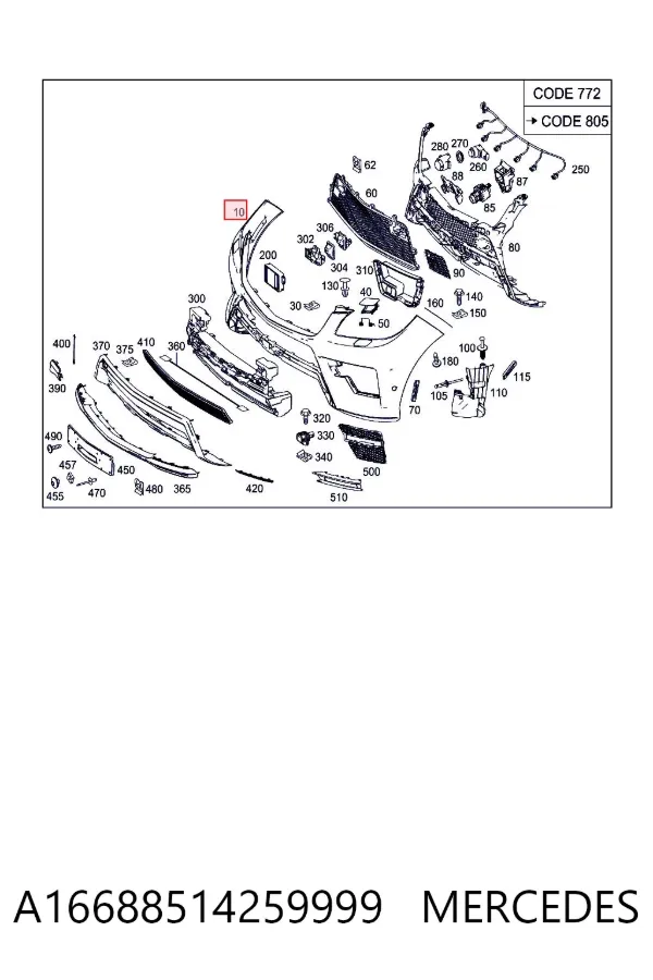 Paragolpes A16688514259999 Mercedes