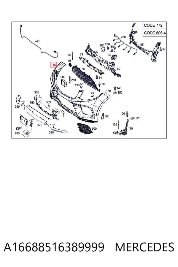 Paragolpes A16688516389999 Mercedes