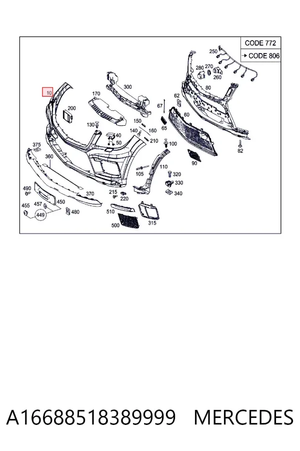 Paragolpes A16688518389999 Mercedes