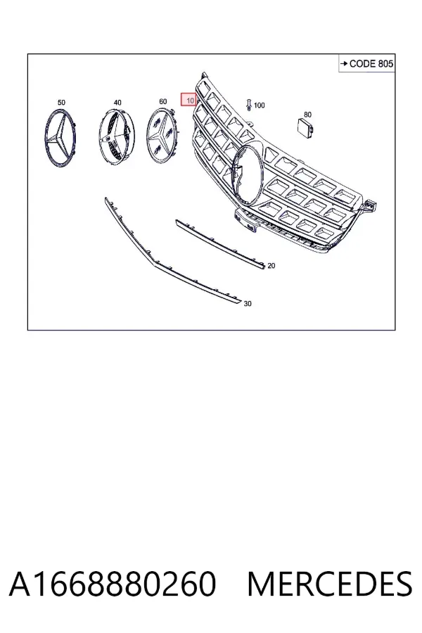 Parrilla A1668880260 Mercedes