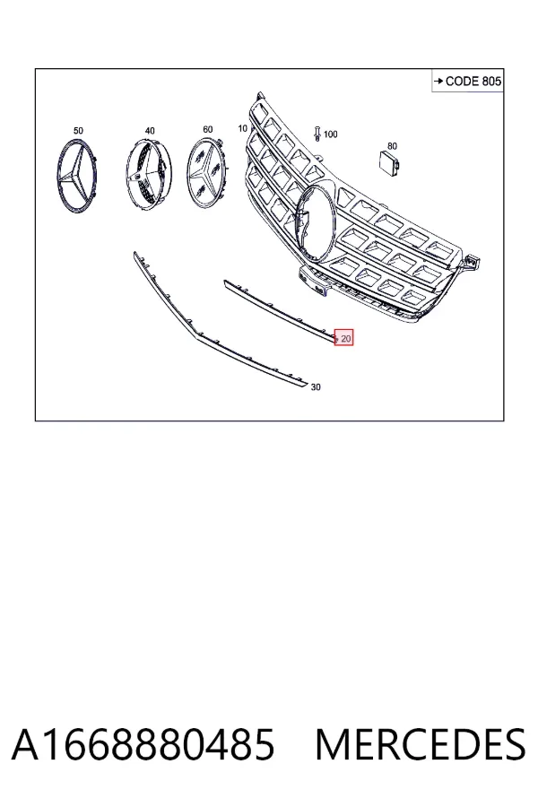 Parrilla A1668880485 Mercedes