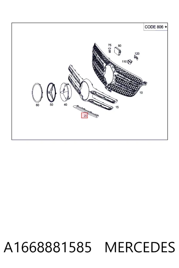 Parrilla A1668881585 Mercedes