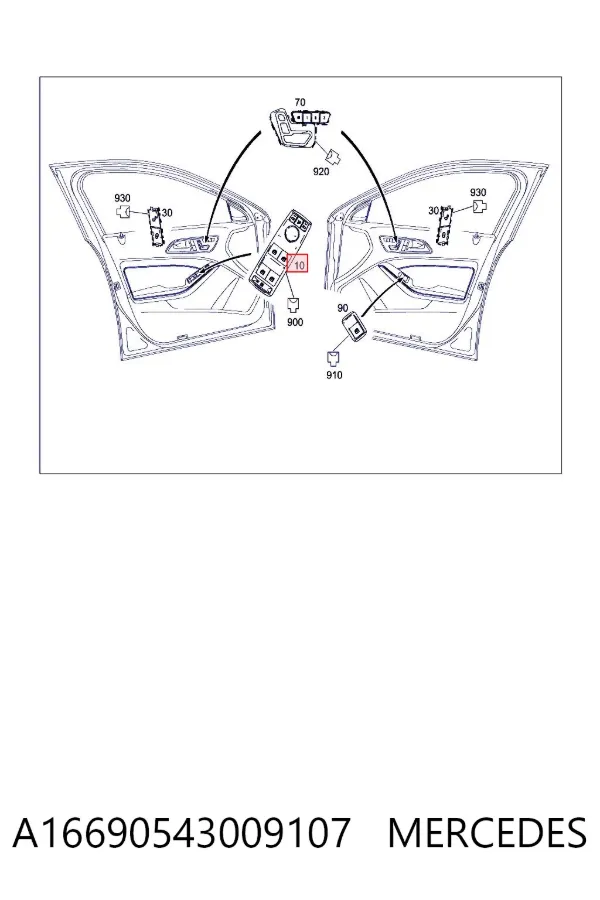 Interruptor de elevalunas delantera izquierda A16690543009107 Mercedes