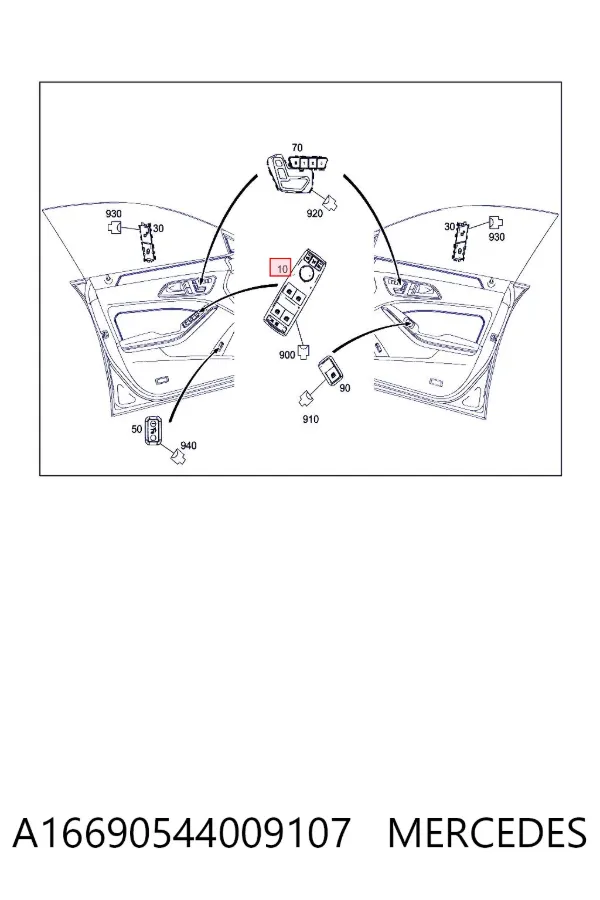 Interruptor de elevalunas delantera izquierda A16690544009107 Mercedes