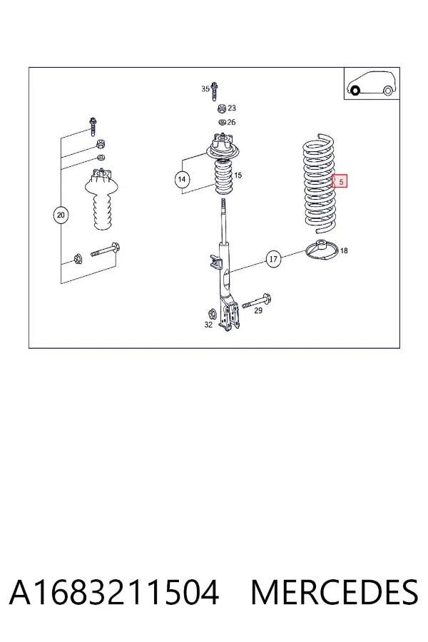 Muelle delantero A1683211504 Mercedes