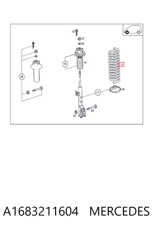Muelle delantero A1683211604 Mercedes