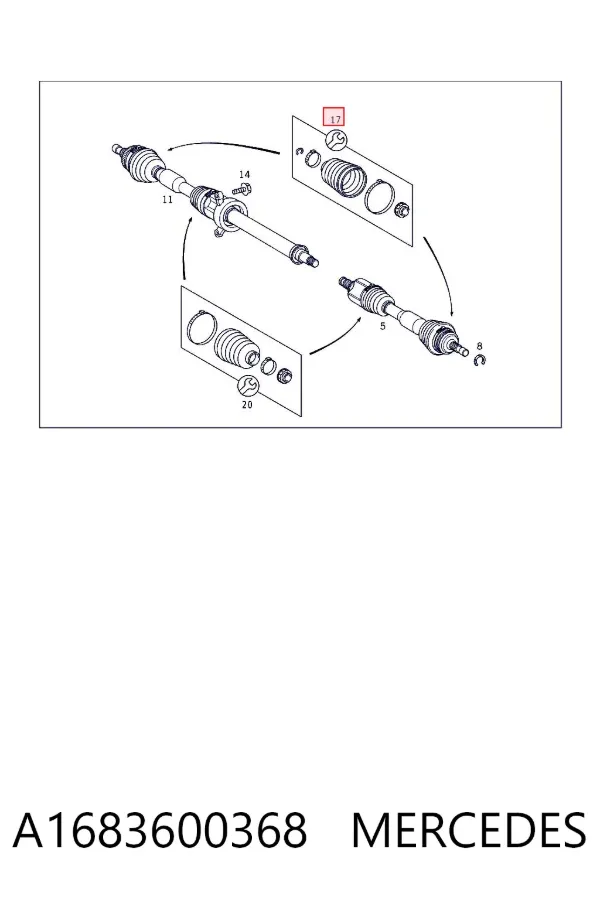 Fuelle de palier delantero exterior A1683600368 Mercedes