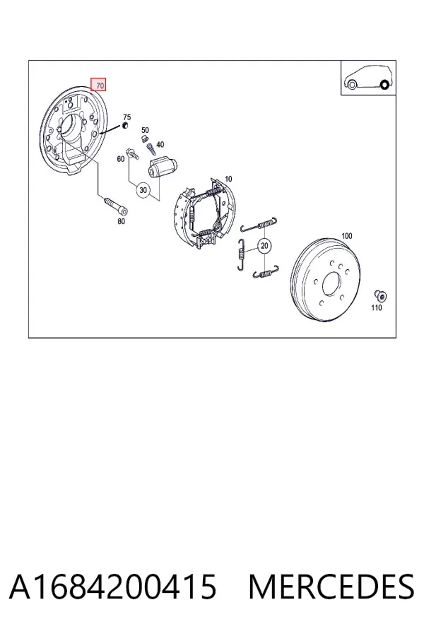 Soporte de la pinza de freno trasera A1684200415 Mercedes