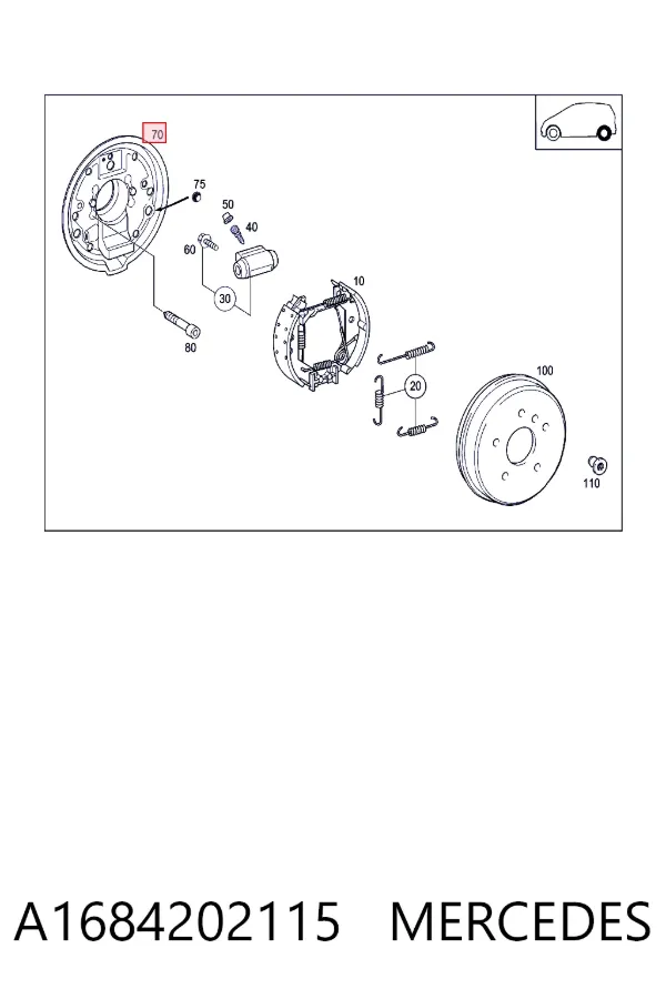 Soporte de la pinza de freno trasera A1684202115 Mercedes