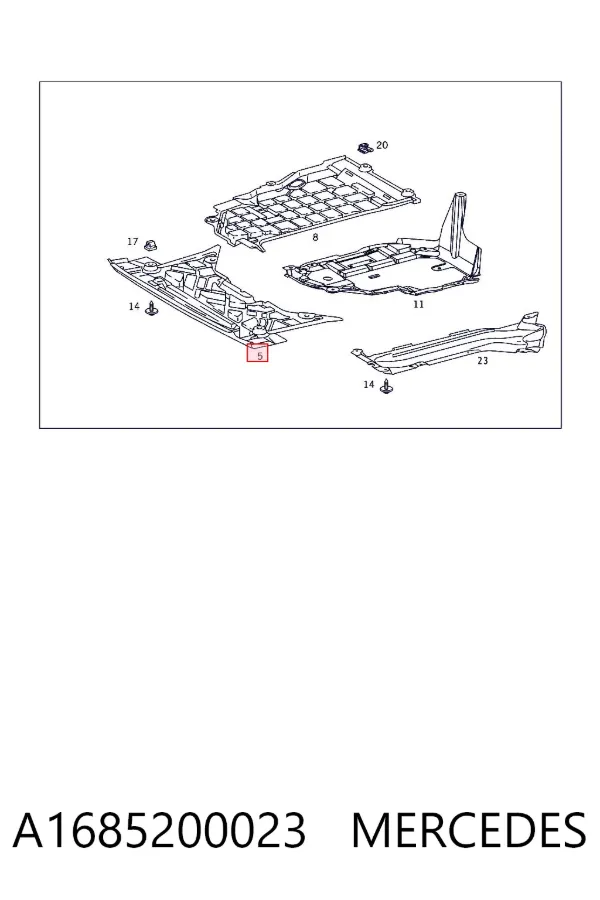 Protección delantera del motor A1685200023 Mercedes