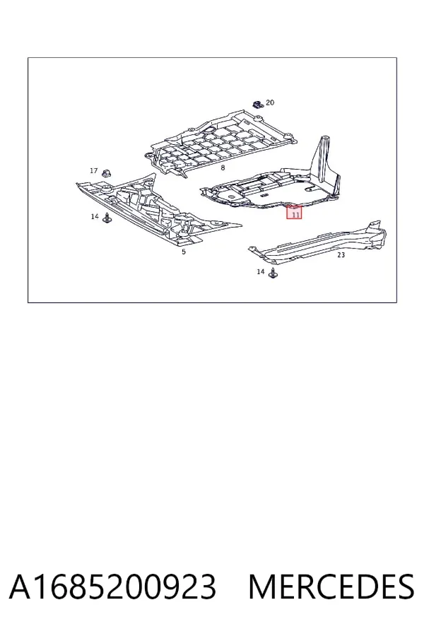 Protección trasera del motor A1685200923 Mercedes