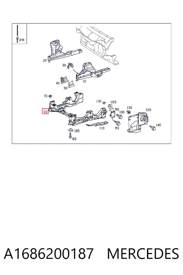 Puente delantero A1686200187 Mercedes