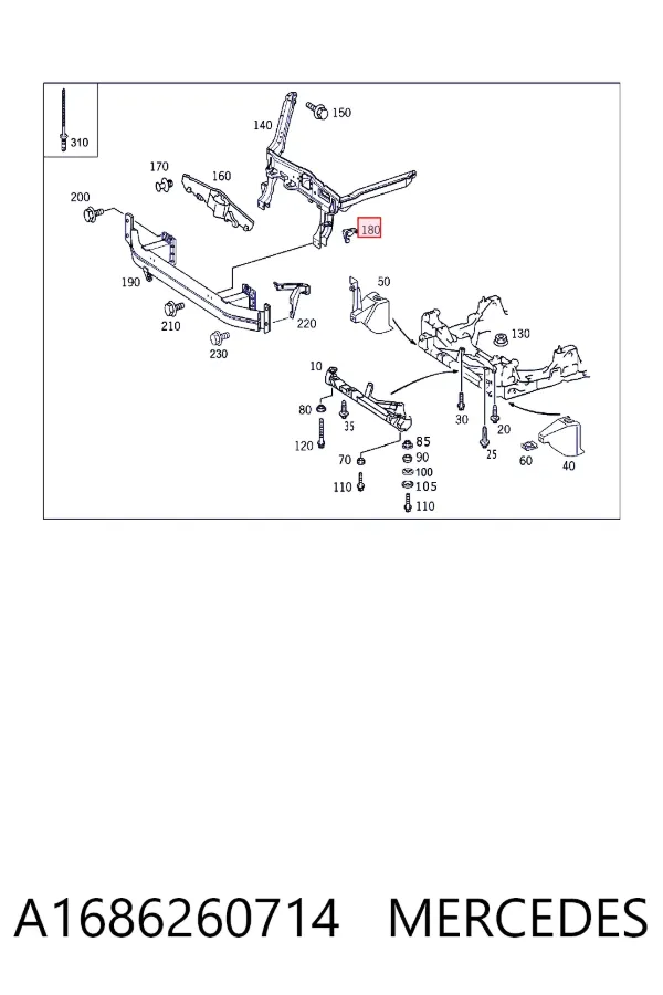 Soporte de fijación del faro delantero izquierdo A1686260714 Mercedes