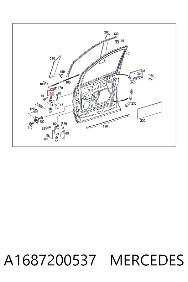 Bisagra de puerta delantera izquierda A1687200537 Mercedes