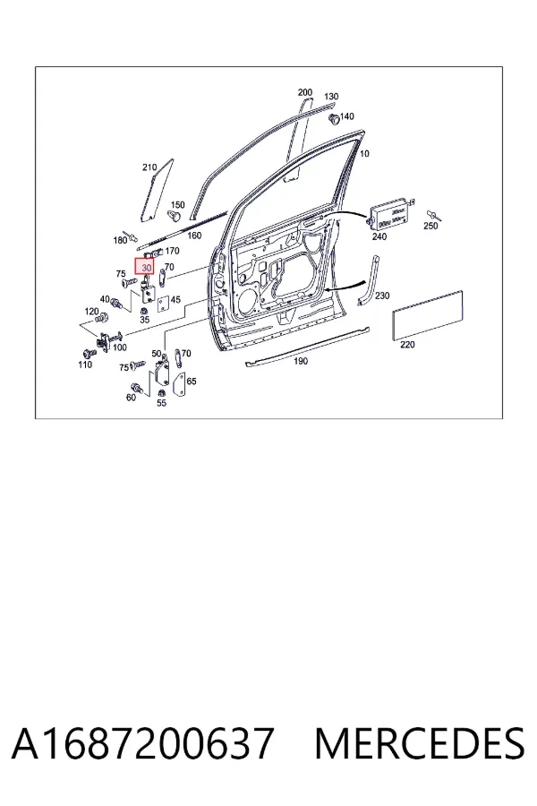 Bisagra de la puerta delantera derecha A1687200637 Mercedes
