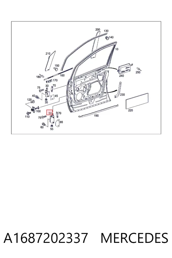 Bisagra de puerta delantera izquierda A1687202337 Mercedes