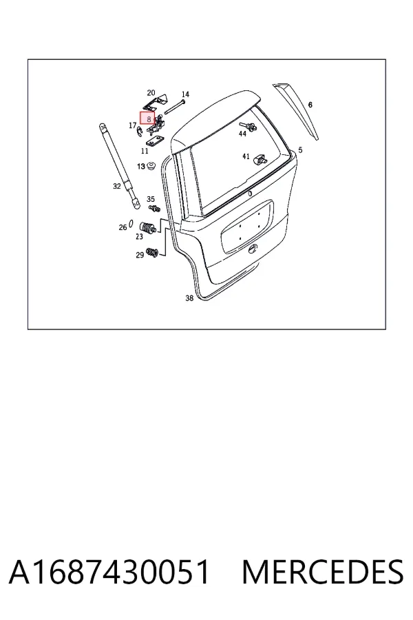 Bisagra de puerta trasera A1687430051 Mercedes