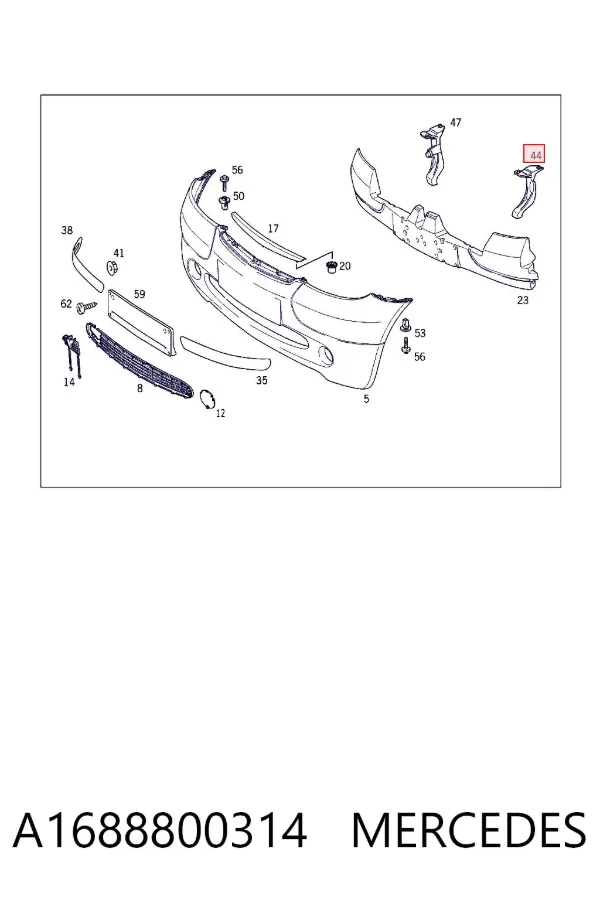 Soporte de parachoques delantero izquierdo A1688800314 Mercedes