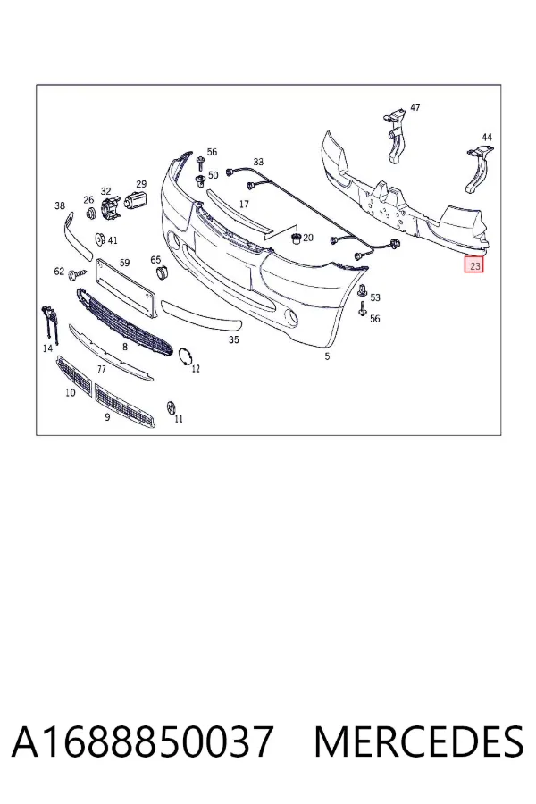 Absorbedor del parachoques delantero A1688850037 Mercedes