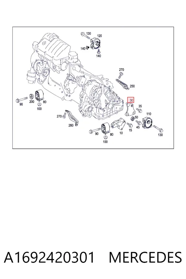 Soporte de la caja de cambios A1692420301 Mercedes