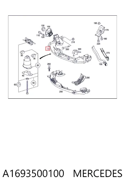 Subchasis trasero soporte motor MERCEDES A1693500100