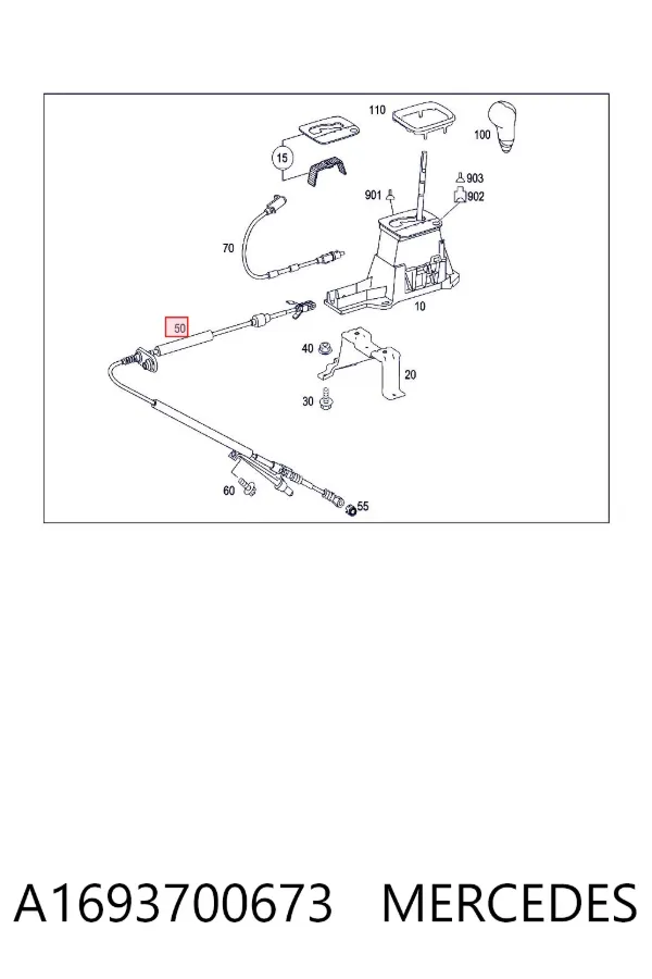 Cable de caja de cambios A1693700673 Mercedes
