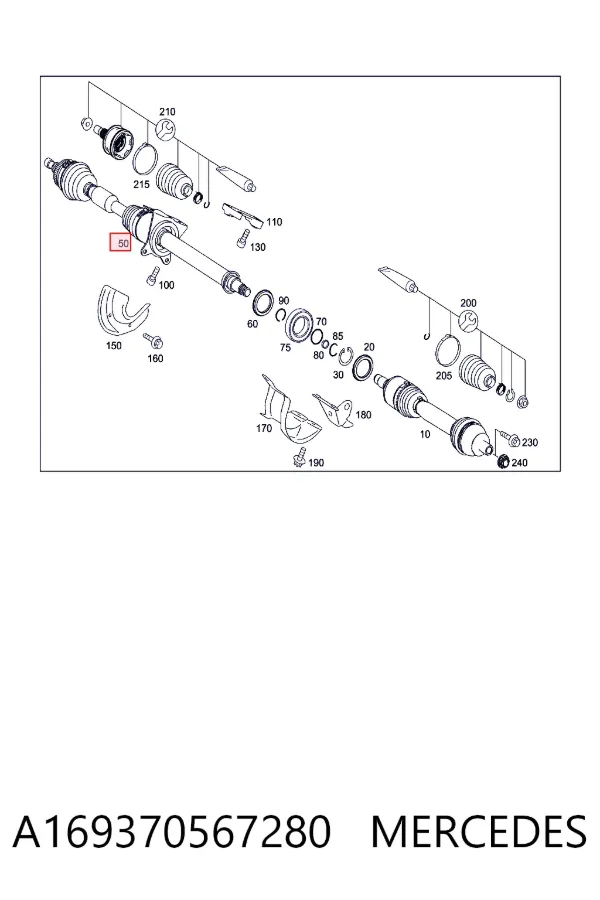 Semieje delantero derecho A169370567280 Mercedes