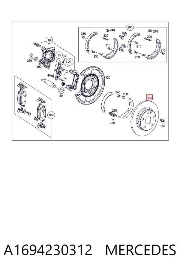 Disco de freno trasero A1694230312 Mercedes