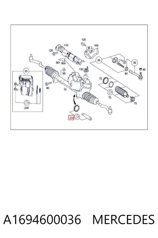 Kit de reparación, mecanismo dirección A1694600036 Mercedes