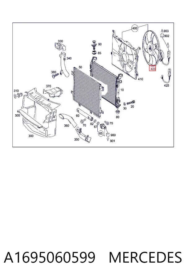 Ventilador del motor A1695060599 Mercedes