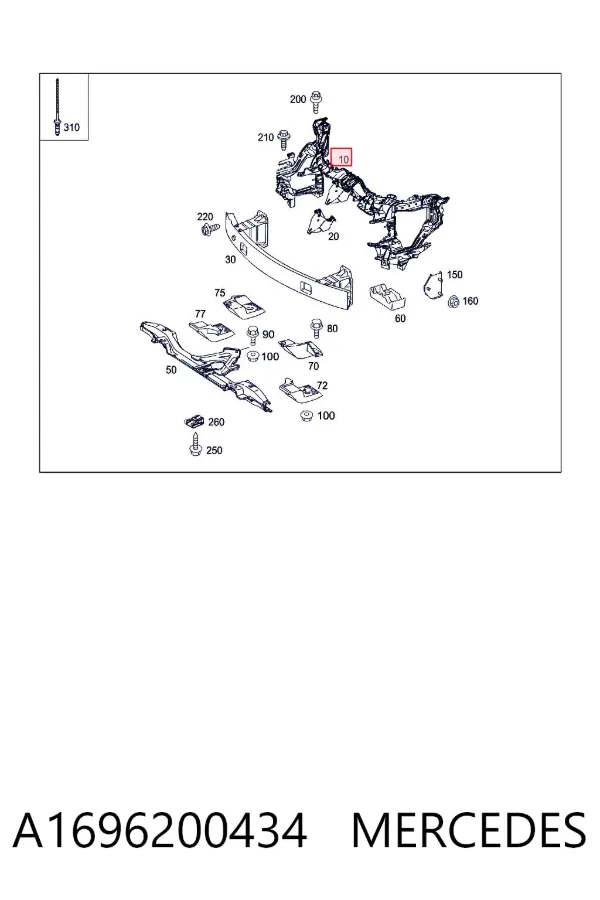 Soporte de radiador A1696200434 Mercedes