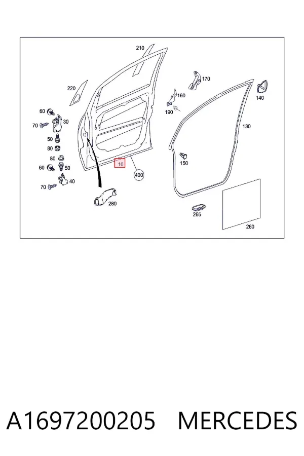 Puerta delantera derecha A1697200205 Mercedes