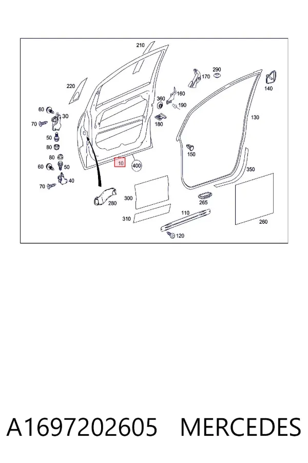 Puerta delantera derecha A1697202605 Mercedes