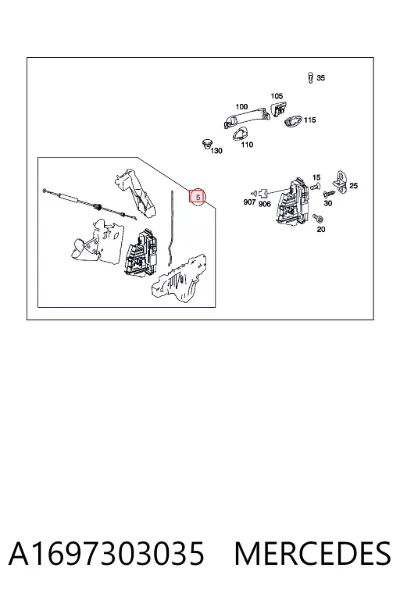 Cerradura de la puerta trasera derecha MERCEDES A1697303035
