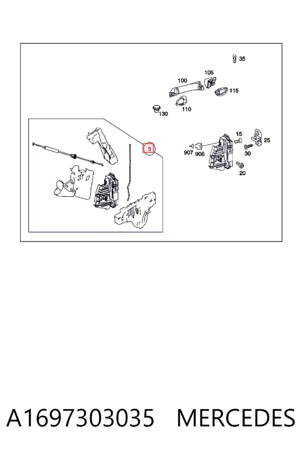 Cerradura de la puerta trasera derecha A1697303035 Mercedes