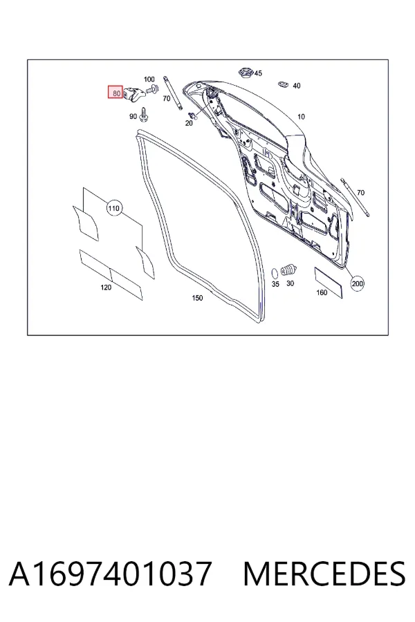 Bisagra de puerta trasera A1697401037 Mercedes
