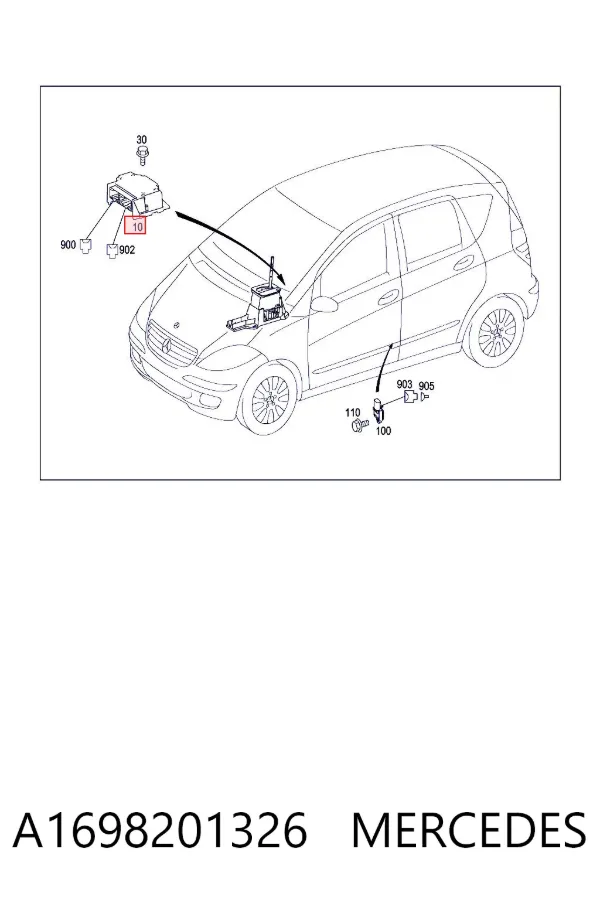 Módulo de control de airbag A1698201326 Mercedes