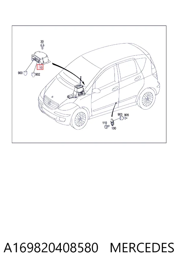 Módulo de control de airbag A169820408580 Mercedes