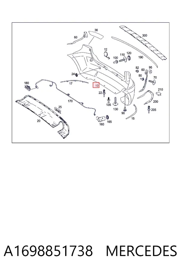 Parachoques trasero A1698851738 Mercedes