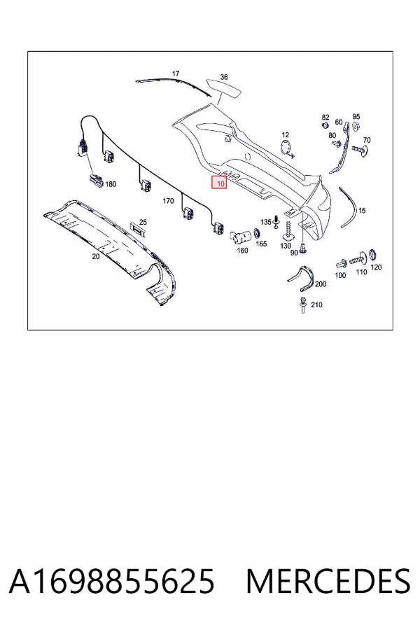 Parachoques trasero A1698855625 Mercedes