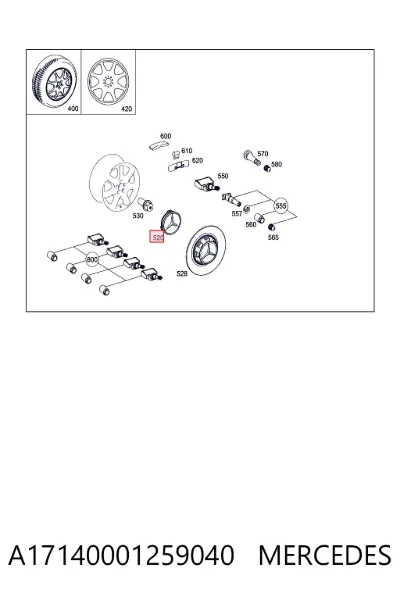 Tapacubos de rueda MERCEDES A17140001259040