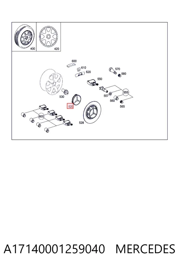 Tapacubos A17140001259040 Mercedes