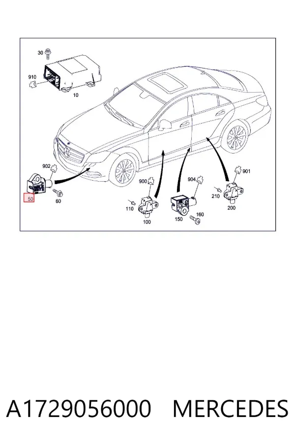 Sensor de airbag delantero A1729056000 Mercedes