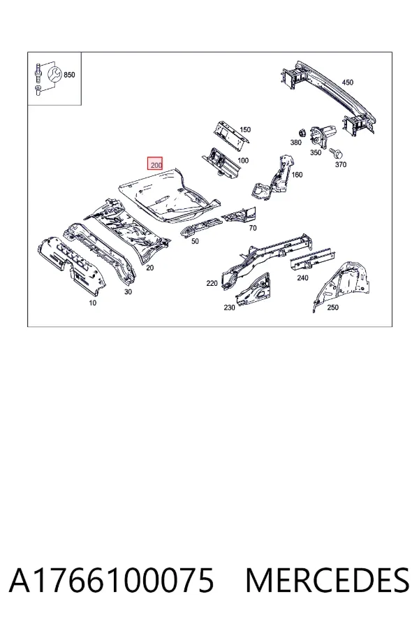 Fondo del maletero (hueco de la rueda de repuesto) A1766100075 Mercedes